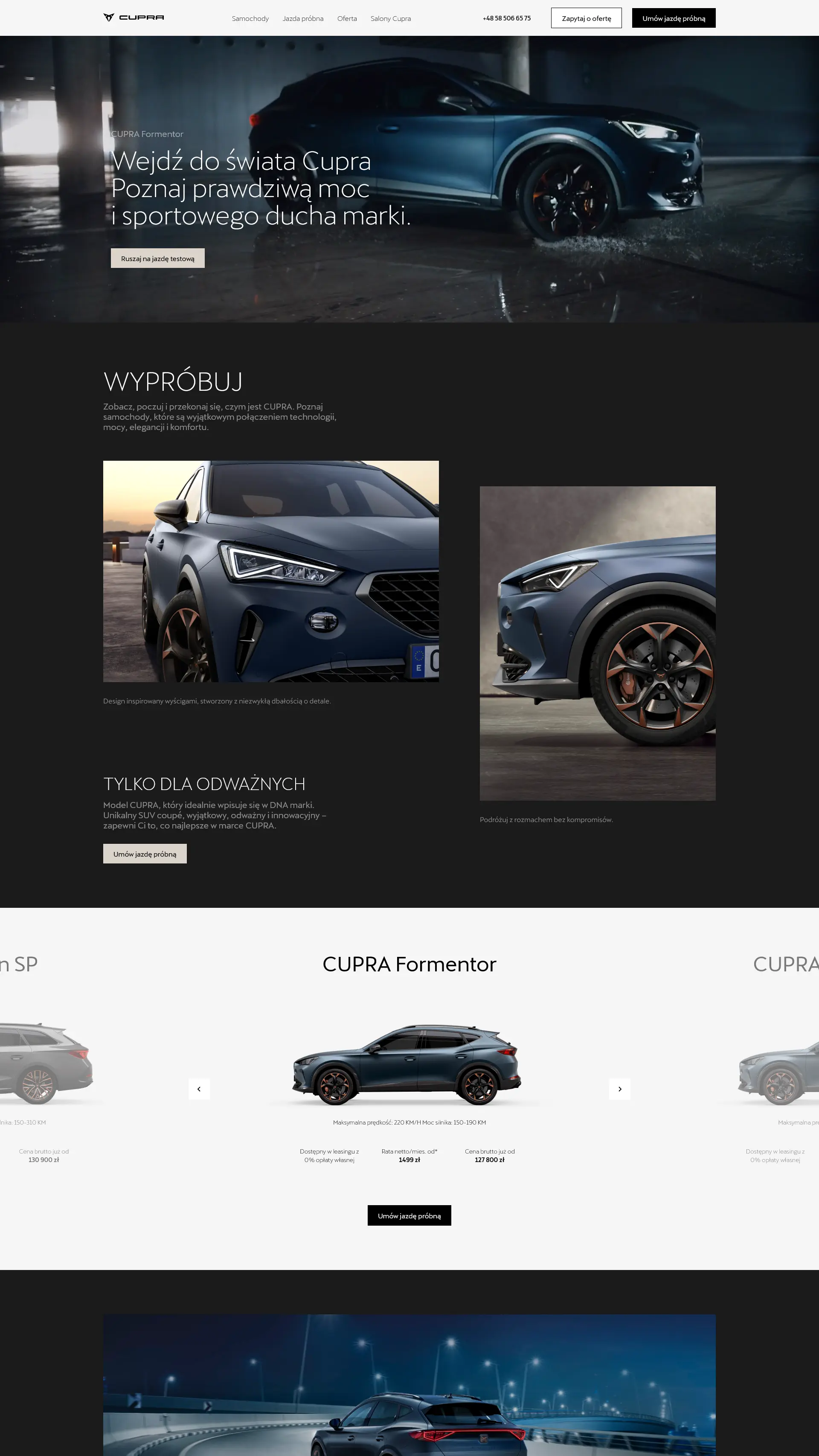 Cupra Formentor Landing page