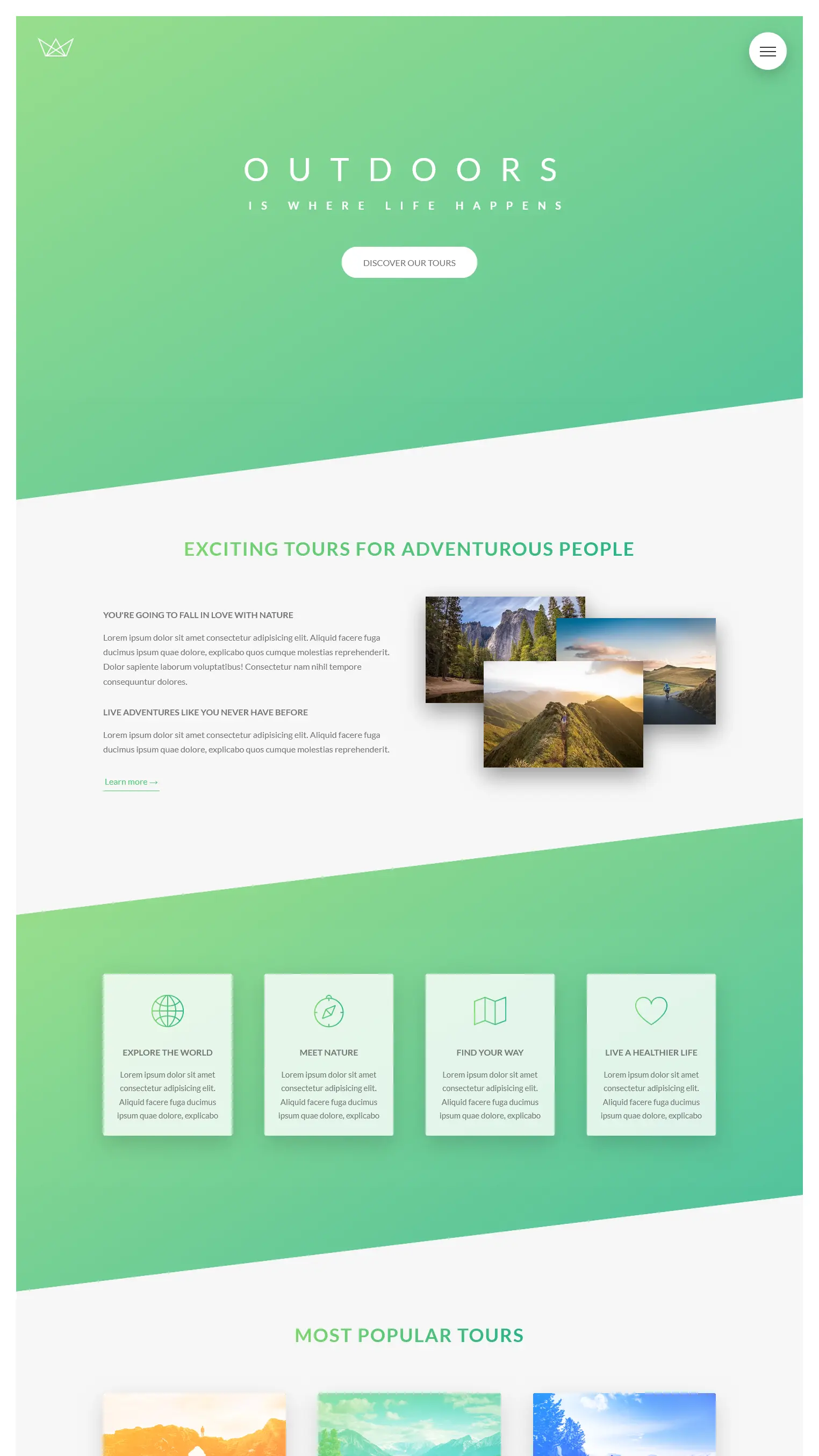 Natours Udemy Course's page